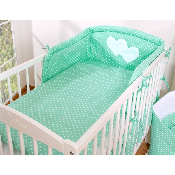 Beddengoed voor Babybed 2 st - Harten Mint