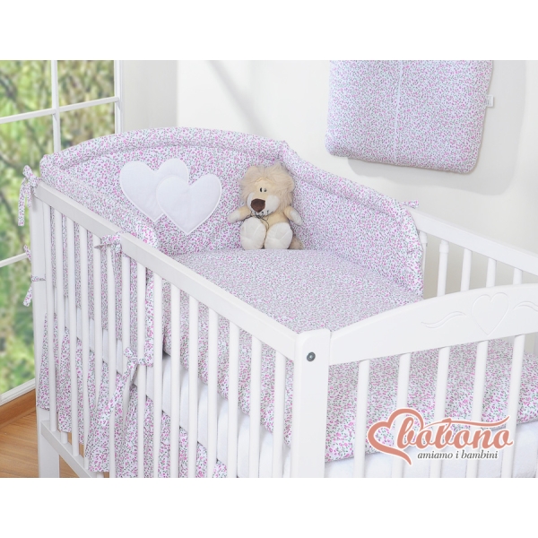 Beddengoed voor Babybed 2 st - Harten Roze Bloemenweide Bloemen
