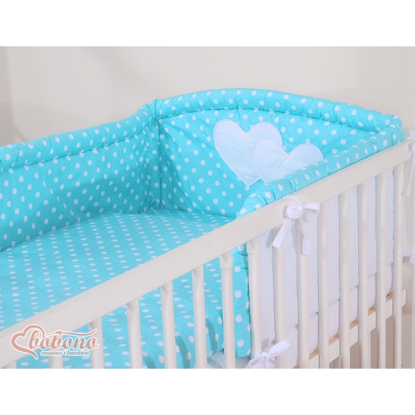 Beddengoed voor Babybed 2 st - Harten Turkoois Polkaprikker