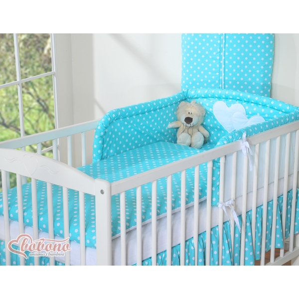 Beddengoed voor Babybed 2 st - Harten Turkoois Polkaprikker
