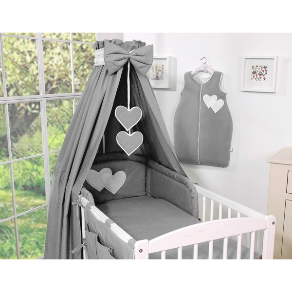 Beddengoed voor Babybed 5 st met Hemeltje - Harten Antraciet