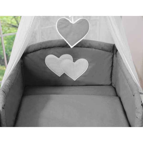 Beddengoed voor Babybed 5 st met Hemeltje - Harten Antraciet