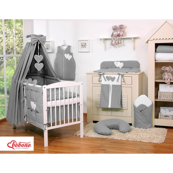 Beddengoed voor Babybed 5 st met Hemeltje - Harten Antraciet