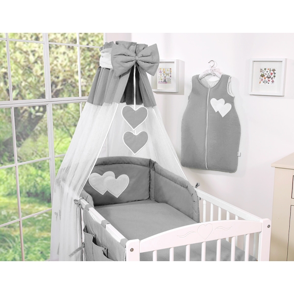Beddengoed voor Babybed 5 st met Hemeltje - Harten Antraciet