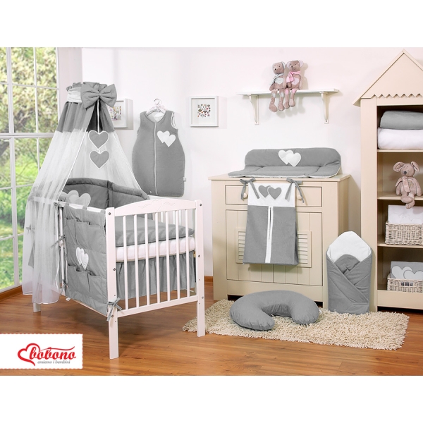Beddengoed voor Babybed 5 st met Hemeltje - Harten Antraciet