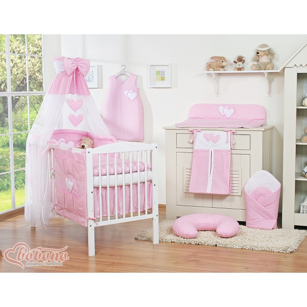 Beddengoed voor Babybed 5 st met Hemeltje - Harten Roze