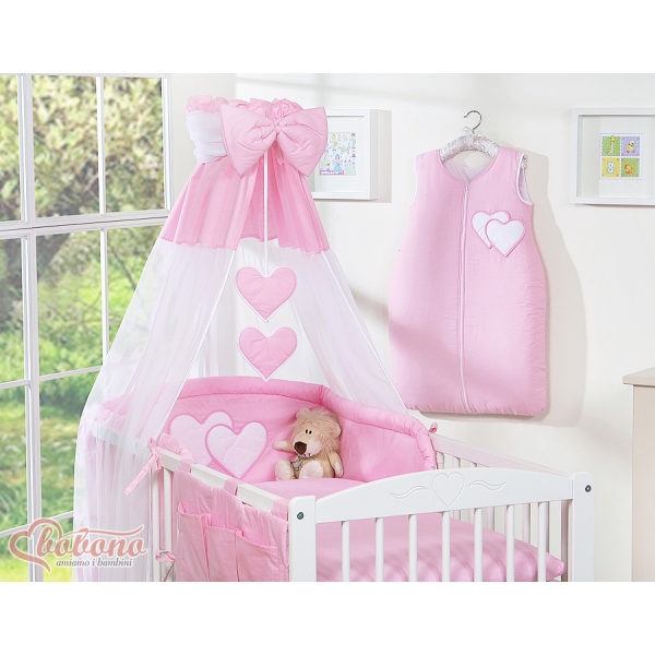 Beddengoed voor Babybed 5 st met Hemeltje - Harten Roze