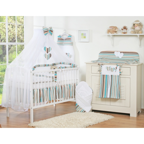 Beddengoed voor Babybed 5 st met Klamboe - Harten Bruin Snijder
