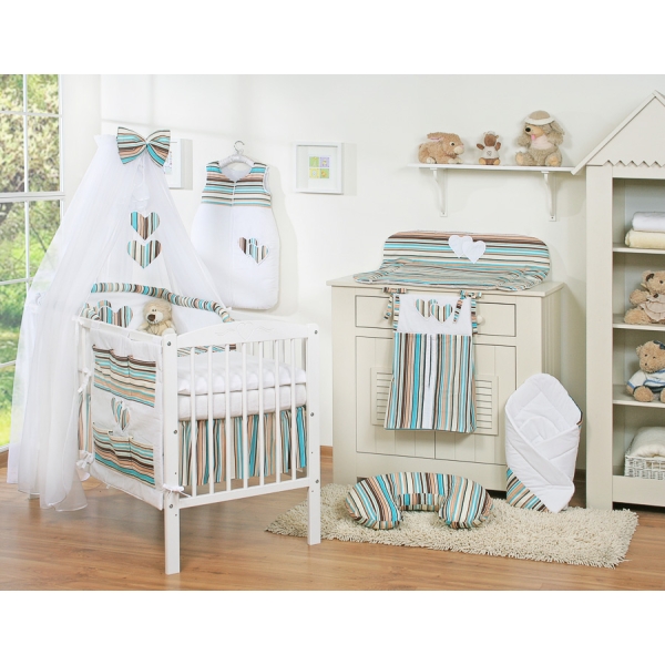 Beddengoed voor Babybed 5 st met Klamboe - Harten Bruin Snijder