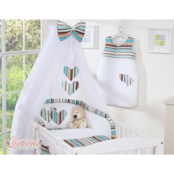 Beddengoed voor Babybed 5 st met Klamboe - Harten Bruin Snijder