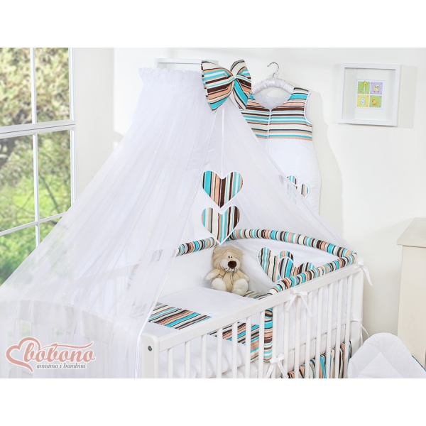 Beddengoed voor Babybed 5 st met Klamboe - Harten Bruin Snijder