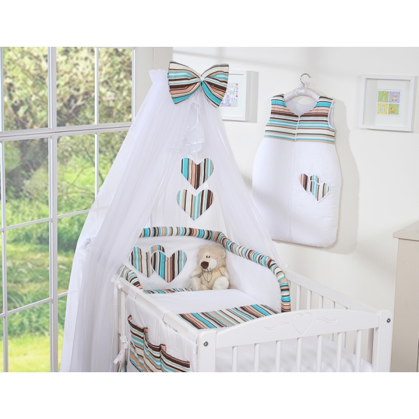 Beddengoed voor Babybed 5 st met Klamboe - Harten Bruin Snijder