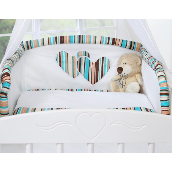 Beddengoed voor Babybed 5 st met Klamboe - Harten Bruin Snijder