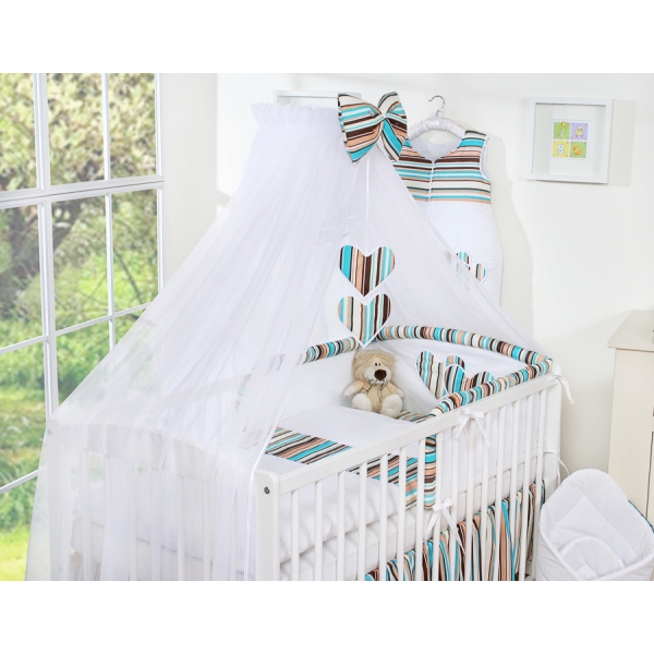 Beddengoed voor Babybed 5 st met Klamboe - Harten Bruin Snijder