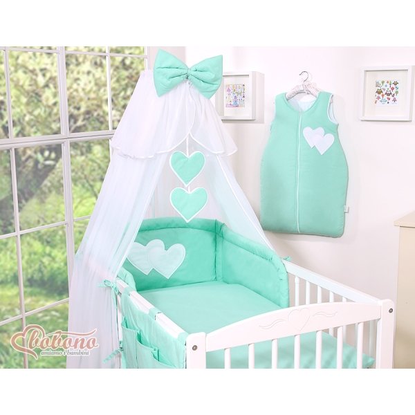 Beddengoed voor Babybed 5 st met Klamboe - Harten Mint