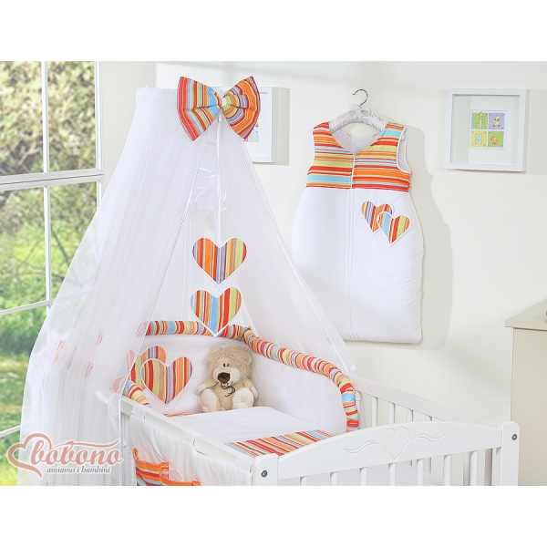 Beddengoed voor Babybed 5 st met Klamboe - Harten Oranje Snijder