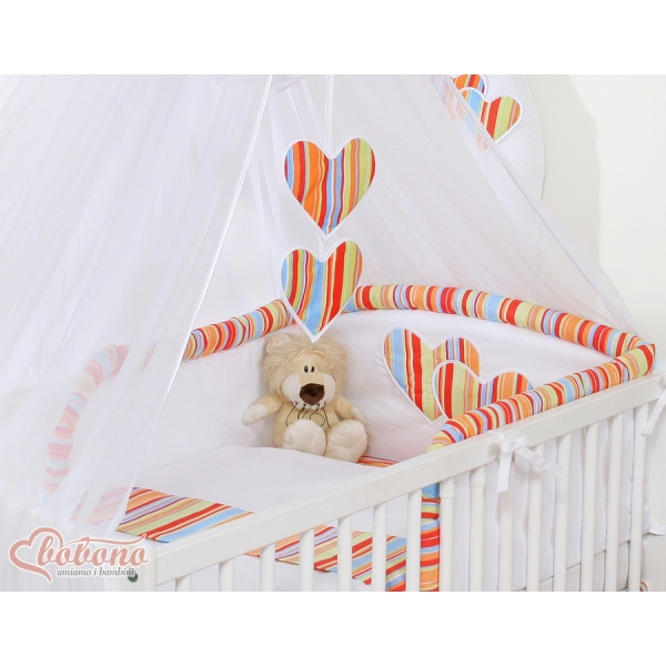 Beddengoed voor Babybed 5 st met Klamboe - Harten Oranje Snijder