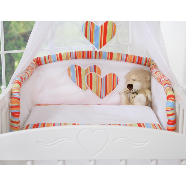 Beddengoed voor Babybed 5 st met Klamboe - Harten Oranje Snijder