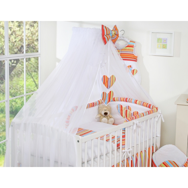 Beddengoed voor Babybed 5 st met Klamboe - Harten Oranje Snijder