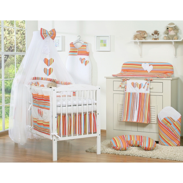 Beddengoed voor Babybed 5 st met Klamboe - Harten Oranje Snijder