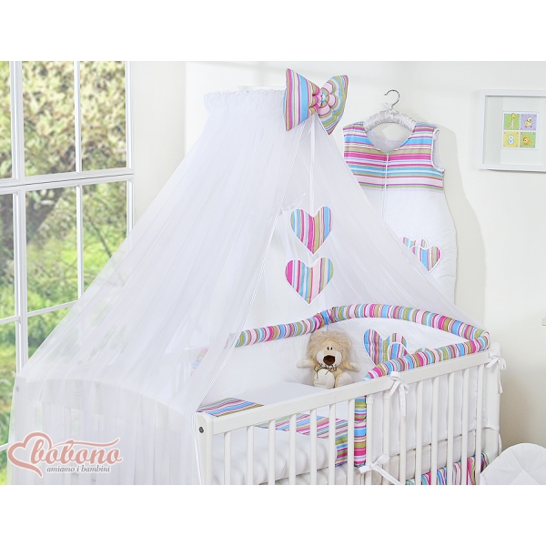 Beddengoed voor Babybed 7 st met Hemel Klamboe - Harten Purper Snijder