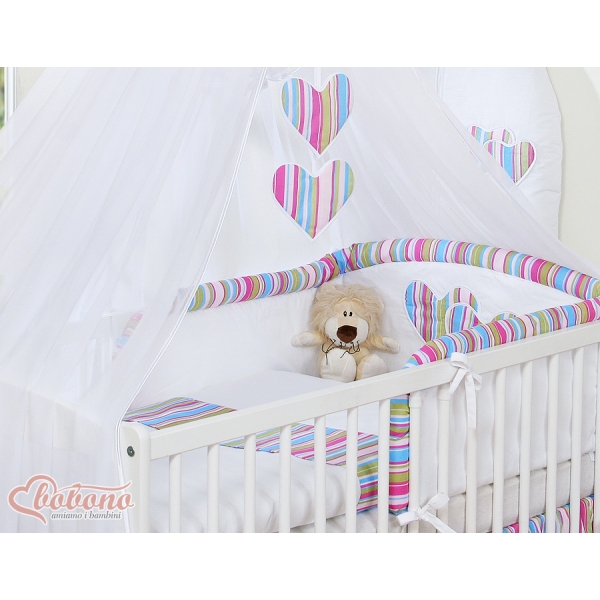 Beddengoed voor Babybed 7 st met Hemel Klamboe - Harten Purper Snijder