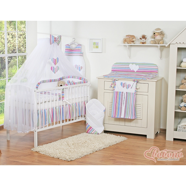 Beddengoed voor Babybed 7 st met Hemel Klamboe - Harten Purper Snijder