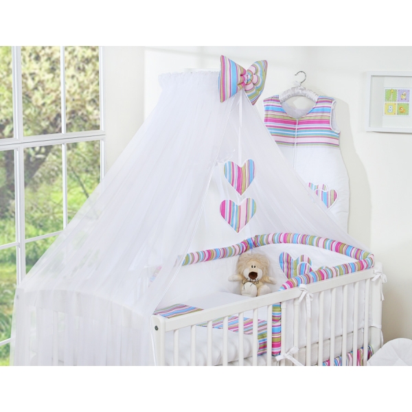Beddengoed voor Babybed 7 st met Hemel Klamboe - Harten Purper Snijder