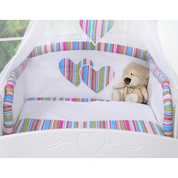 Beddengoed voor Babybed 7 st met Hemel Klamboe - Harten Purper Snijder