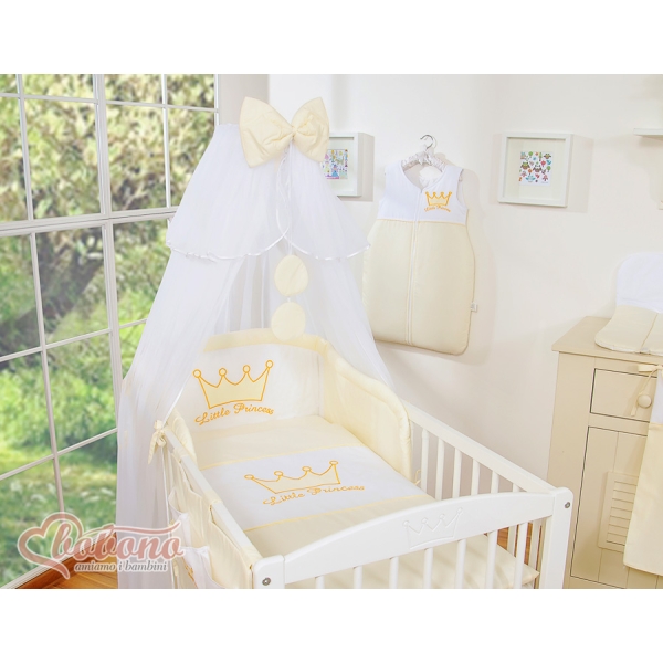 Beddengoed voor Babybed 7 st met Hemel Klamboe -  Ivoor Little Prince Princess