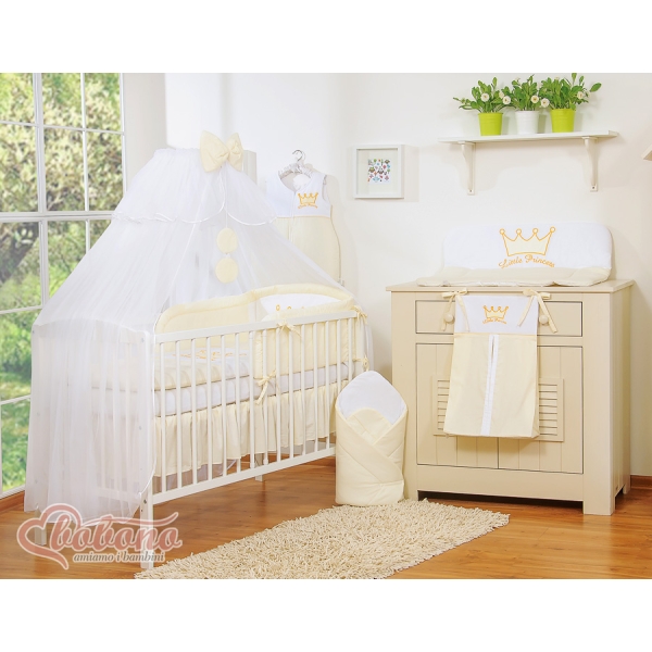 Beddengoed voor Babybed 7 st met Hemel Klamboe -  Ivoor Little Prince Princess