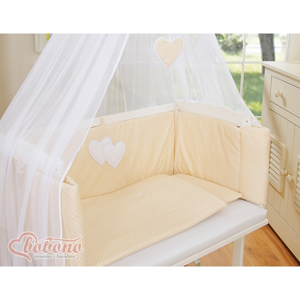 Beddengoed voor Bijzetbed Baby  6 st FABIO Beige Polkaprikker