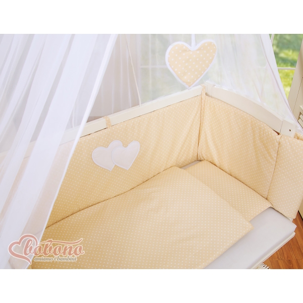Beddengoed voor Bijzetbed Baby  6 st FABIO Beige Polkaprikker