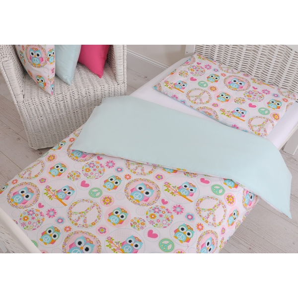 Beddengoed voor Kinderbed  2 delen 100x135 Mini Gelukkige Uilen