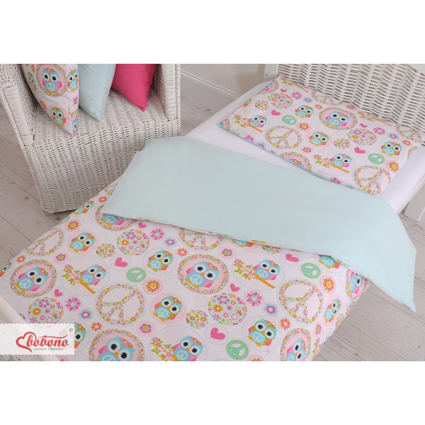 Beddengoed voor Kinderbed  2 delen 100x135 Mini Gelukkige Uilen