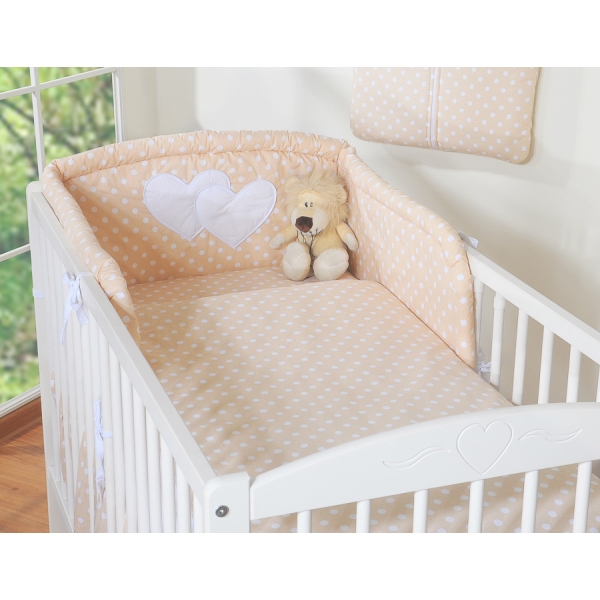 Beddengoed voor Kinderbed 2 st - Harten Beige Polkaprikker