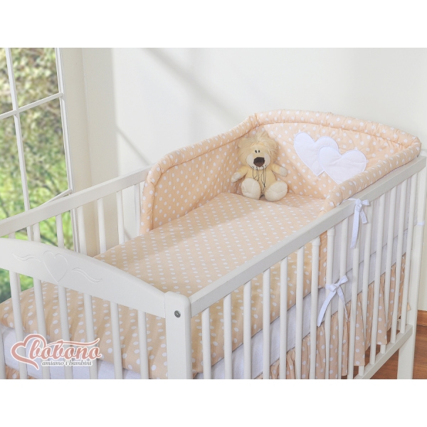 Beddengoed voor Kinderbed 2 st - Harten Beige Polkaprikker