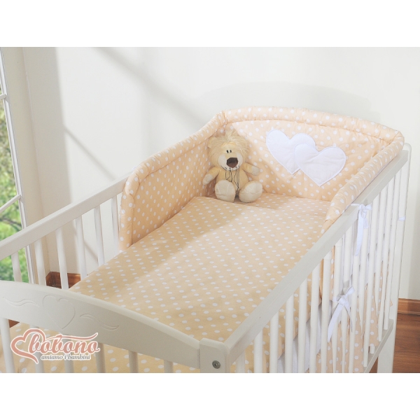 Beddengoed voor Kinderbed 2 st - Harten Beige Polkaprikker