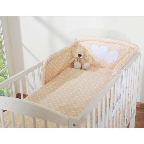 Beddengoed voor Kinderbed 2 st - Harten Beige Polkaprikker