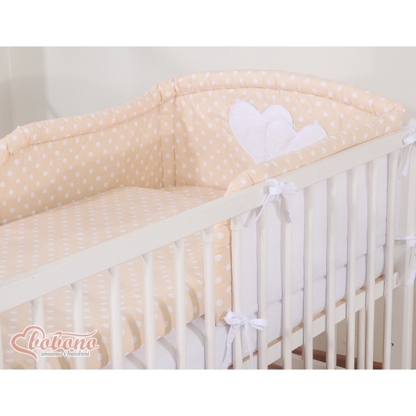 Beddengoed voor Kinderbed 2 st - Harten Beige Polkaprikker