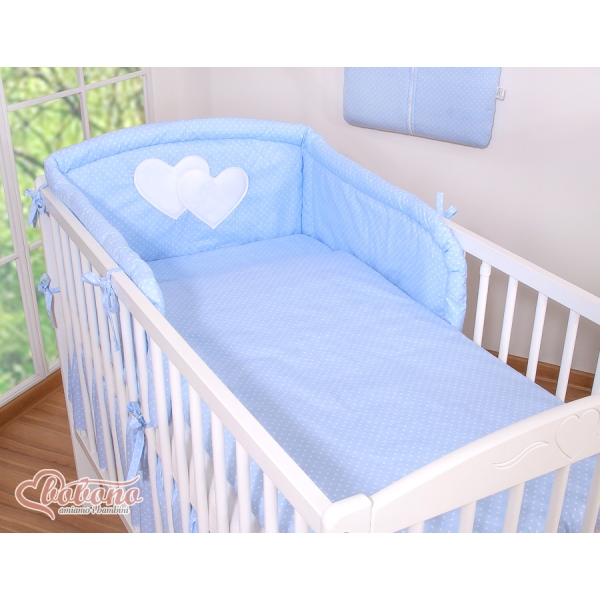 Beddengoed voor Kinderbed 3 st - Harten Blauw Polkaprikker