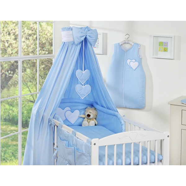 Beddengoed voor Kinderbed 7 st met Hemeltje - Harten Blauw