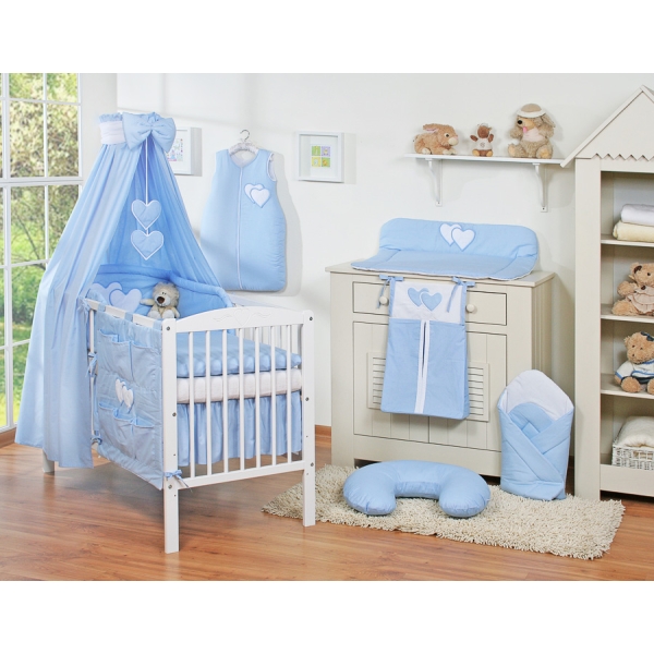Beddengoed voor Kinderbed 7 st met Hemeltje - Harten Blauw