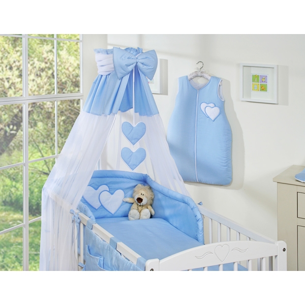 Beddengoed voor Kinderbed 7 st met Hemeltje - Harten Blauw