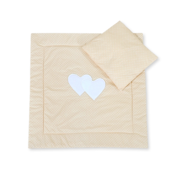 Beddengoed voor Kinderwagen 2 st - Harten Beige Polkaprikker