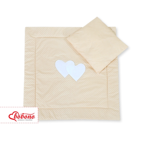 Beddengoed voor Kinderwagen 2 st - Harten Beige Polkaprikker