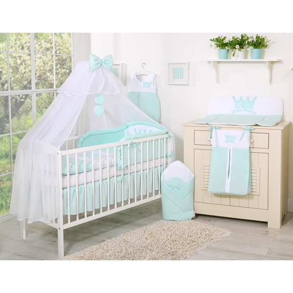 Beddengoed voor Ledikant 11 st met Muskietennet -  Mint Little Prince Princess