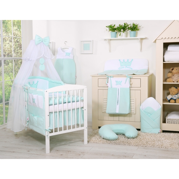 Beddengoed voor Ledikant 11 st met Muskietennet -  Mint Little Prince Princess