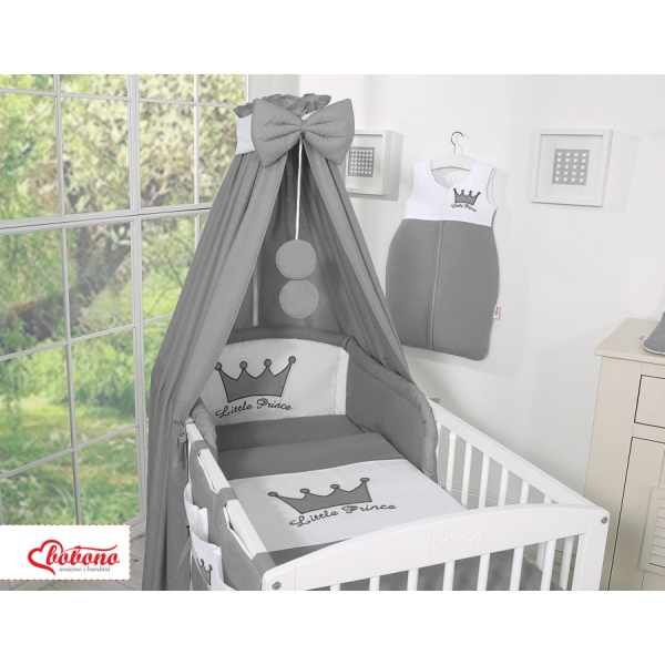 Beddengoed voor Ledikant 5 st met Hemeltje -  Antraciet Little Prince Princess