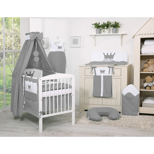 Beddengoed voor Ledikant 5 st met Hemeltje -  Antraciet Little Prince Princess